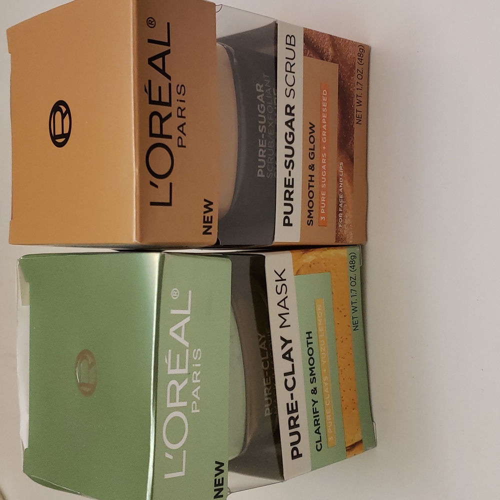 Loreal Pure Sugar Scrub and Pure Clay Mask